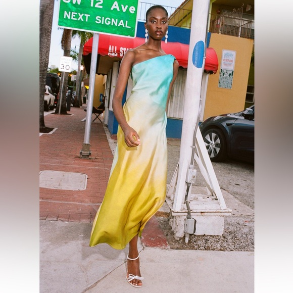 Zara ASYMMETRICAL SATIN EFFECT TIE DYE DRESS 8247/490 - Picture 7 of 10